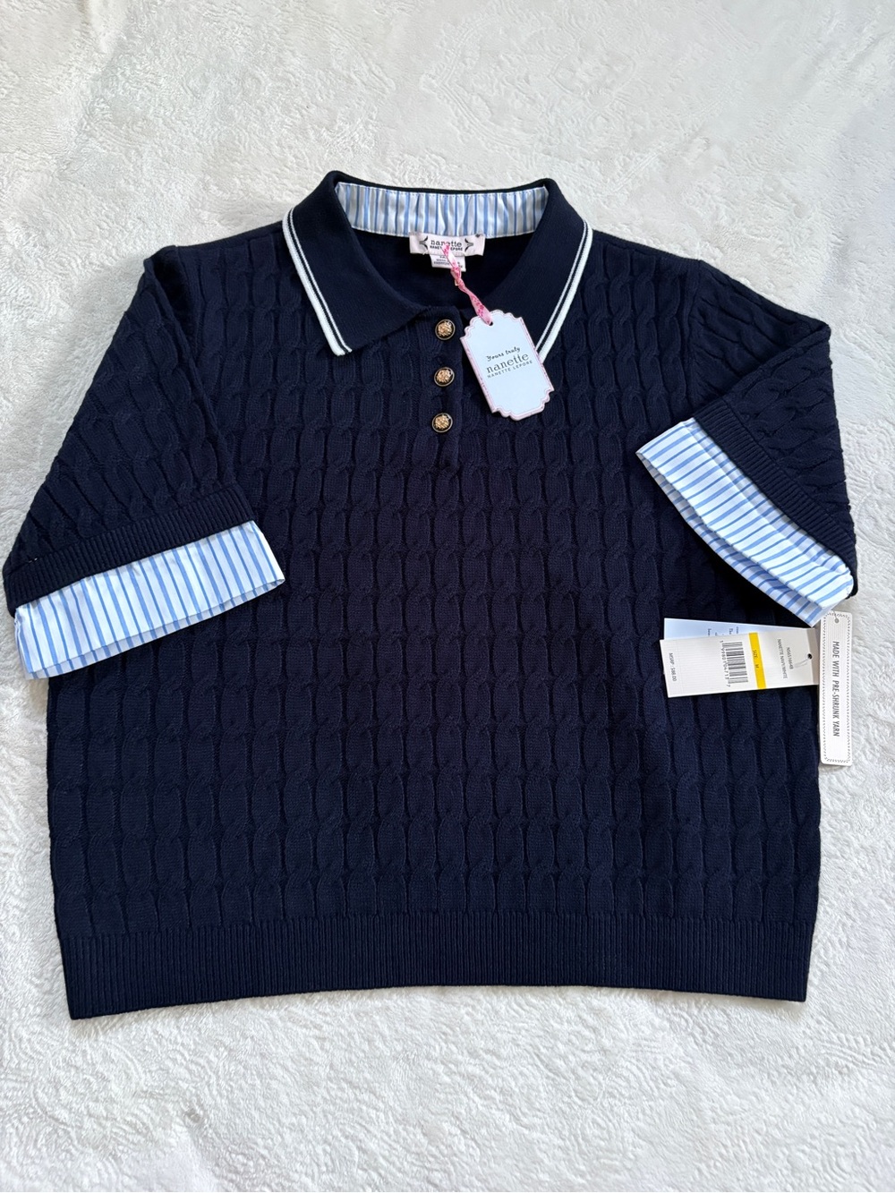 Nannette Navy Sweater Polo